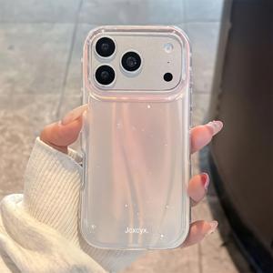 TEMU 아이폰 17 프로 맥스, 17 프로, 17, 16 Pro 맥스, 16 Pro, 16, 15 Pro 맥스, 15 Pro, 14 Pro 맥스, 14 Pro, 13, 12 Pro 맥스, 11, 16, 15, 14 플러스용 럭셔리 그라데이션 핑크 퍼플 색상 샤이니 레이저 별 패턴 스타일리시 소프트 범퍼 커버 폰 케이스