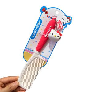 TEMU MINISO 산리오 헬로키티 미세 빗살 납작 빗, 튼튼한 플라스틱 및 부드러운 손잡이, 헬로키티 캐릭터 펜던트 및 엠보싱 디테일, 부드러운 빗살 및 휴대용 디자인, 데일리 헤어 스타일링 및 여행용으로 이상적 (1개)