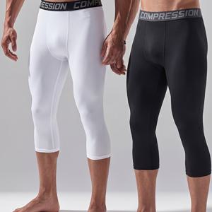 TEMU 2피스 남성용 타이트 스포츠 크롭 팬츠, 전문가용 압박 피트니스 바지, 농구 러닝 트레이닝 레깅스, 고탄력 속건성 경쟁 스포츠 반바지