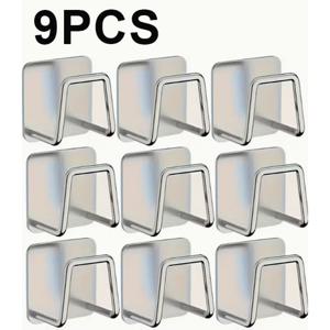 TEMU 스테인리스 스틸 다기능 브라켓 9개 세트 - 스펀지 및 세면대 홀더, 녹 방지 및 방수 자체 접착식 후크 포함 - 주방 및 욕실 정리용, 간편한 설치, 실용적인 후크, 다용도 후크