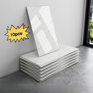 TEMU 10개 광택 마블 패턴 벽 패널 벽 스티커 세트, 자가 접착식 제거 가능 PVC 재질, 필앤스틱 방수 주방 욕실 거실 칸막이 홈 오피스 기숙사 벽 장식, 인조 마블 벽 스티커 리모델링 미화 도구