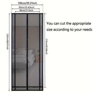 TEMU 여름용 간편 설치 1개 헤비듀티 트림 가능 자석 자동 잠금 모기장 문 - 자동 닫히는 방충망 커튼, 문틀 크기에 맞게 자유롭게 트림 가능, 자석 잠금 장치, 사계절 사용 가능, 현관/뒷문, 파티오, 발코니용 메쉬 패널 - 간단한 설치, 모던 블랙 프레임 디자인