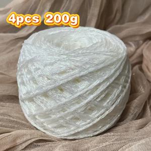 TEMU 형광 코스믹 니트 원단 핸드메이드 세트 4개, 무게 200g/7.05oz, DIY 프로젝트 및 예술 창작물에 적합 | 생생한 6가지 색상: 블랙, 화이트, 그린, 핑크, 베이지, 블루. 인형 코바늘 뜨기, 토트백, 비치백, 휴가 액세서리 및 장식용으로 사용 가능. 창의적인 공예품, 하늘 테마, 색상 선택