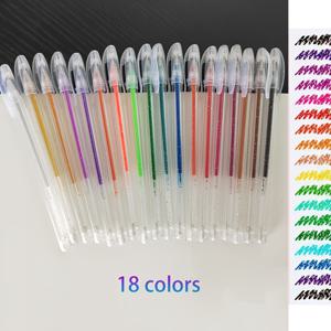 TEMU 18색 글리터 젤펜 18개입 세트, 1.0mm 중간 펜촉 + 중복되지 않는 네온 색상 + 부드러운 잉크 흐름, 성인용 컬러링북/드로잉/낙서에 적합, 미술 용품 + 훌륭한 선물, 스크랩북킹/불렛저널/일상 표시용으로 사용 가능