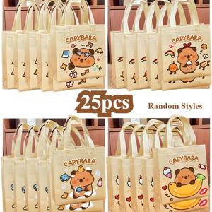 TEMU 그녀/남자를 위한 선물 25개 중 15개 카피바라 테마 토트백, 파티 및 생일 포장에 완벽한 귀여운 부직포 선물 가방