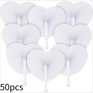 TEMU 모로칸 스타일 하트 모양 접이식 종이 부채 플라스틱 손잡이 포함 50개/90개 - 섬세한 화이트, 결혼식 답례품, 생일 파티 장식, 사진 소품, 발렌타인데이, 어머니의 날, 졸업식, 4일 이벤트용 DIY 선물에 적합