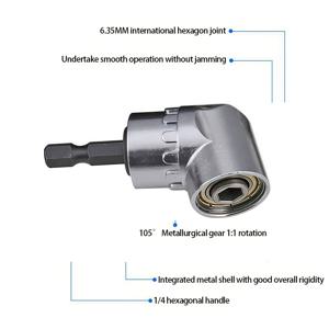 TEMU 헤비 듀티 직각 드릴 비트 부착 장치 – 105도 퀵 체인지 스크루드라이버 어댑터 (자석 드릴 비트 소켓 포함), 좁은 공간, 가구 조립, 자동차, 배관 작업에 적합한 드라이버/전동 드릴 호환 – 전문가 및 일반 사용자용