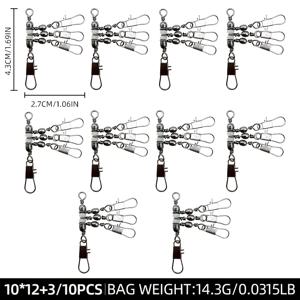 TEMU 3-Way Fishing Swivel Connectors with Luminous Beads, -Tangle Triple Branch Snap Swivels for Saltwater Freshwater Fishing Rigs