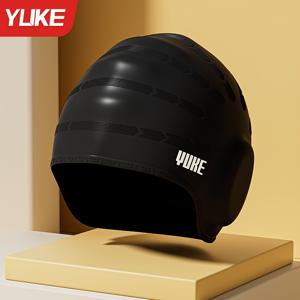 TEMU Yuke 남성용 확장형 머리 둘레 수영 모자, 성인 및 여성을 위한 귀 보호 실리콘 캡, 조이지 않는 수영 모자, 수영 장비, 미끄럼 방지 내구성 듀얼 귀 커버 디자인