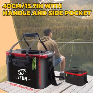 TEMU JSFUN 40Cm/15.74In 빨간색 및 검은색 EVA 소재의 접이식 낚시 생선 버킷