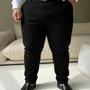 TEMU 플러스 사이즈 남성 스트레치 드레스 팬츠, 대형 사이즈