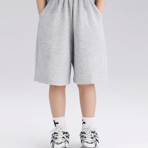 TEMU 소녀용 2026 신상 여름 반바지 - 기하학 패턴의 가벼운 캐주얼 비치웨어, 세탁기 사용 가능한 여름 아웃핏 (레귤러 핏), 야외 활동에 완벽