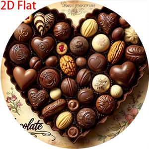 TEMU 2D 평면, 2D 평면 - 레트로 초콜릿 테마의 하트 모양 디자인이 특징인 2D 평면 프린팅 금속 간판 1개, 이 빈티지 금속 명판의 크기는 20.32x20.32cm이며 모조 입체 디자인이 포함되어 있어 주방, 카페, 바 또는 차고를 장식하기에 완벽합니다, 2D 평면