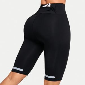 TEMU 여성용 고신축성 반사문자 & 포켓이 있는 러닝 쇼츠 - 통기성, 비침 방지 액티브웨어, 피트니스 & 트레이닝용, 다섯 포켓, 야외 트레이닝