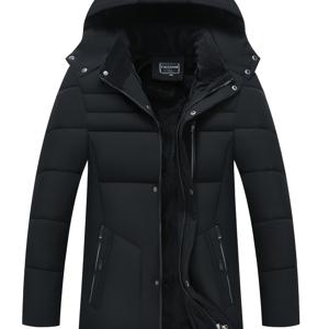 TEMU 남성용 기모 안감 두꺼운 재킷 겨울 중간 길이 캐주얼 코트