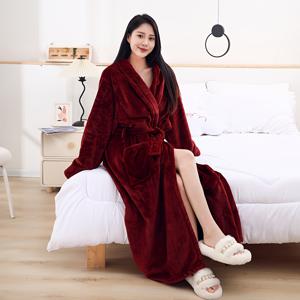 TEMU 1개, 플란넬 오버사이즈 로브, 포켓이 있는 두꺼운 긴 캐주얼 로브, 매우 부드러움, 매우 흡수력, 빠른 건조, 방풍 및 보온 겨울 남녀공용 로브 및 잠옷