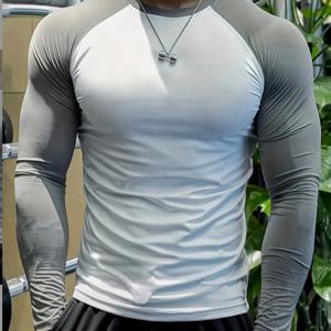 TEMU 남성용 신축성 좋은 속건성 컴프레션 긴팔 운동 셔츠 | 운동용 농구 축구 사이클링 핏 베이스 레이어 코칭 탑 - 흡습성 및 통기성