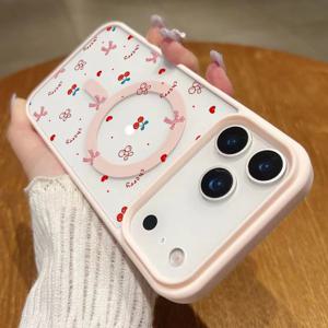 TEMU 폰 케이스: 미니 체리 리본 자석 폰 케이스, 아이폰 17 16 15 14 13 12 11 프로 맥스 16 프로 17 플러스 에어 17 프로 맥스 호환, 카툰 디자인으로 심플하고 스타일리시한 보호 케이스, 독특한 창의성 제공
