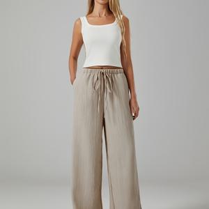 TEMU 우아한 여성용 와이드 레그 팬츠 - 비침 방지, 세탁기 사용 가능, 데일리 및 포멀웨어, 오피스, 파티, 캐주얼 스타일 적합 - 사계절 중성 바텀, 파티룩, 디자인, 비침 방지 원단, 다용도 팬츠, 클래식 스타일, 가벼운 바지, 패셔너블 바텀, 프로페셔널 여성복