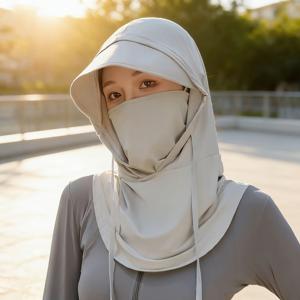 TEMU 통기성 있는 얼굴 커버가 있는 여름 사이클링 모자 1개입 | 아이시필링 원단, 야외 스포츠 및 낚시용