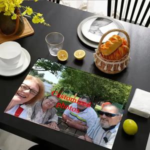 TEMU 나만의 사진으로 제작하는 포토 플레이스매트 1/2/4/6개 - 주방 및 다이닝 장식용 사진 테이블매트, 내열성 세탁 가능, 가족용 내구성 있는 직사각형 식탁 매트, 부활절 선물, 사진 업로드 가능