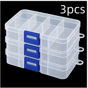 TEMU 구획형 보관 용기 3개 세트, 비즈 공예 및 낚시 장비를 위한 다용도 정리함 (8구획 길이), 재봉 용품, 재봉 보관에 적합