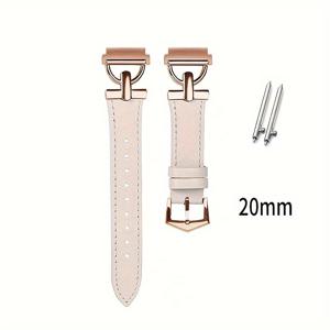 TEMU D자형 텍스처, 6/5/4 Active 2 40mm 44mm/시계, 인조 가죽 시계 밴드, 5 Pro 45mm/시계, 4 42mm 46mm/시계, 3 41mm/시계, 은색 로즈 골드 D자형 버클 20mm 22mm 퀵 릴리스 스트랩