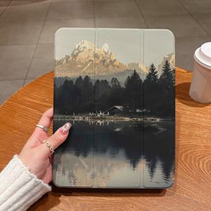 TEMU 아이패드 케이스용 창의적이고 귀엽고 아름다운 패턴, Apple 아이패드 5세대/6세대/7세대/8세대/9세대/10세대, Apple 아이패드 에어 1세대/2세대/3세대/4세대/5세대/6세대, Apple 아이패드 미니 6세대/7세대용 경량 삼중 접이식 스탠드