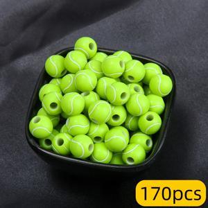 TEMU 170/110/60개 아크릴 테니스 구슬 - 1.2cm 테니스 모양 DIY 비딩 소품, 스포티 구슬 우정 팔찌, 주얼리 만들기 키트, 선물 (팩)