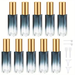 TEMU 10ml 향수병 빈병, 10개 세트 미니 여행용 리필 가능, 유리 스프레이 병 아토마이저 휴대용 누수 방지 스프레이어, 향수 화장품 용품용, 그라데이션 블루-골드