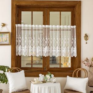 TEMU 싱글 피스, 미국 컨트리 스타일 숏 커튼 (커피용), 작은 창문, 문, 캐비닛 장식에 적합. 상단에 로드 포켓이 있으며 드레이핑됩니다.