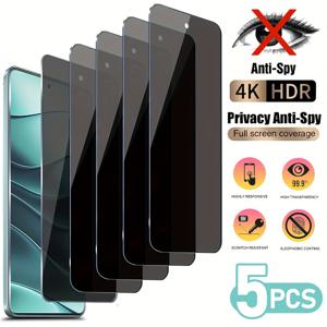 TEMU 레드미 노트 14 13 Pro 4G 5G 12 Pro Plus 11 11S 10 10S Pro, 샤오미 Mi 14T 13T Pro 11T 11 Lite 5G NE 호환 5개입 프라이버시 강화유리 스크린 보호필름, 9H 경도, 울트라 HD 강화유리 필름, 안티스파이 스크린 보호필름