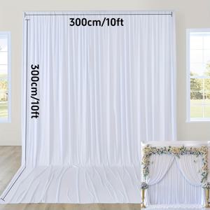 TEMU 1개 10ft X 10ft 화이트 사진 촬영용 웨딩 파티 배경 커튼, 고품질 폴리에스터 소재 화이트 사진 배경 드레이프, 고밀도 고중량 배경 천, 휴일, 결혼식, 생일, 베이비 파티 사진 배경용 (배경 전용)