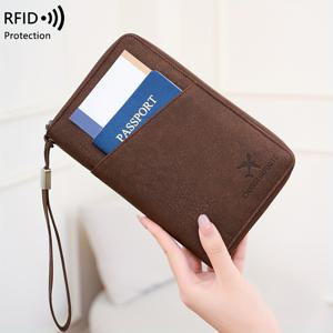 TEMU RFID 차단 기능이 있는 멀티 기능 여권 홀더 - 대용량 멀티 컴파트먼트 수직 카드 홀더, 동전 지갑 및 ID 카드 관리자, 내구성 있는 블랙 여행 지갑, 여권, 현금 및 카드에 적합, 지갑 홀더, 디자인