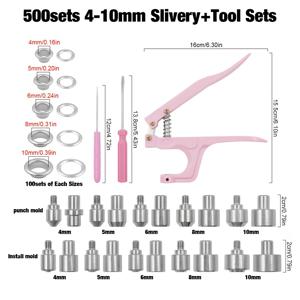 TEMU 100/500 세트 메탈 아일렛 (설정 도구 키트 포함), 4-10mm 아일렛 패브릭 하드웨어, 의류/지갑/가방/핸드백/신발/수공예 및 가죽 공예용