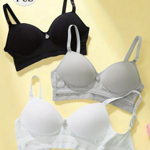 TEMU 3개 세트 여성용 무봉제 브라, 속옷, 부드럽고 편안함, 장식 요소 포함