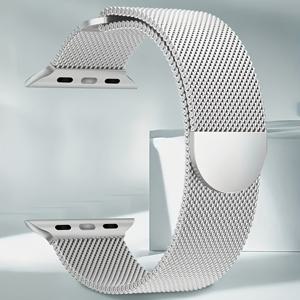 TEMU 패션 업그레이드 신형 메쉬 스테인리스 스틸 시계 밴드, Apple Watch 스트랩 38mm 40mm 41mm 42mm 44mm 45mm 46mm 49mm 호환, iWatch Ultra/시리즈 2/시리즈 11/10/9/8/SE/7/6/5/4/3/2/1용, 남녀공용 스테인리스 스틸 밀라네즈 마그네틱 루프 밴드, iWatch 업그레이드