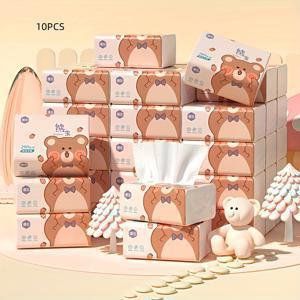 TEMU 10팩, 소프트 티슈 280매/팩, 4겹 일회용 티슈, 가정용 화장지, 흰색 페이셜 티슈. 얼룩 방지, 강력한 흡수력, 내구성 | 소프트 페이셜 티슈는 가정, 자동차, 기숙사에 적합합니다.