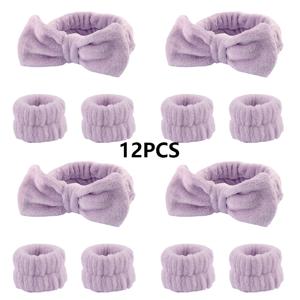 TEMU 12개 페이셜 헤어밴드 및 손목 밴드 세트, 스파 사용에 적합, 메이크업 및 페이셜 사용, 부드러운 탄성 라이트 베이지 케어 클리닝 키트, 발렌타인데이 선물, 여성에게 최고의 선물, 여행, 가정용, 결혼식 선물로 편리함