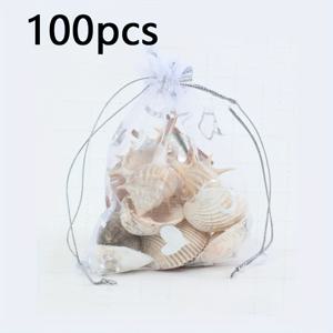 TEMU 100개 오간자 드로스트링 하트 프린트 투명 선물봉투, 웨딩 파보, 파티 파보, 보석, 사탕 및 장식용, 웨딩 파보 봉투 | 선물봉투 | 드로스트링 클로저, 소형 선물봉투