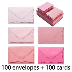 TEMU 미니 봉투 100개 세트, 5가지 색상 메모 카드 포함, 봉투 100개 + 카드 100개, 봉투가 있는 작은 인사말 카드, 발렌타인데이, 결혼식, 생일, 아기 세례식에 적합, 사이즈 4 X 2.7인치, 핑크색