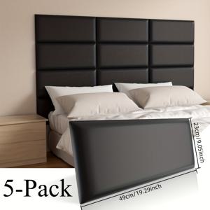 TEMU 5개 팩의 자가 점착식 내열 3D 벽 패널, 12mm 두께 XPE 소재 - 간편한 설치를 위한 찢어짐 방지 인조 가죽 패치, 침실용 아늑한 헤드보드 소프트 팩, 모던 홈 데코 (벽지 및 벽면에 적합)