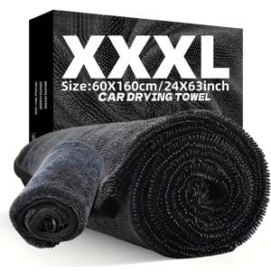 TEMU XXXL 초대형 자동차 청소 천 - 160.02x60.96cm & 91.44x60.96cm 슈퍼 흡수 울트라 파인 파이버 매듭 자동차 세차 천, 부드럽고 푹신한 원단, 무줄무늬, 자동차, 트럭, SUV 및 선박에 적합