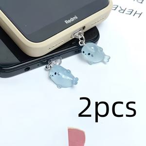 TEMU 2개입 형광 돌고래 폰 먼지 방지 커버/장식 액세서리, 아이폰/-타입-C 폰 잭에 적합, 돌고래 애호가를 위한 완벽한 선물
