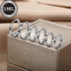 TEMU 고품질 316L 스테인리스 스틸 여성용 귀걸이 3쌍 세트, 저자극성 18K 골드 도금 후프 귀걸이 (8, 10, 12mm) | 민감한 귀를 위한 저자극성 경량 귀걸이 | 軟骨피어싱 귀걸이 | 데일리웨어 또는 파티용으로 적합한 남녀공용 패셔너블한 여성용 귀걸이, 주얼리 액세서리, 여성을 위한 섬세한 선물
