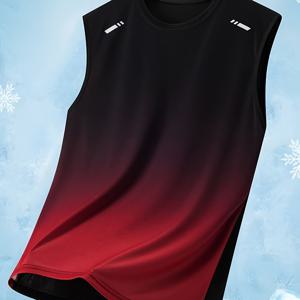 TEMU 슬림핏 베스트 그라데이션 스포츠 캐주얼 민소매 탑 러닝 남성 티셔츠