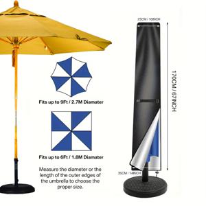 TEMU 1pc SAFANA 올 시즌 야외 파라솔 커버 - 지속 가능한 옥스포드 원단, 지퍼 잠금, 9ft/2.7m & 6ft/ 적합, 튼튼한 하이킹 바나나 디자인, 정원, 해변, 테라스 가구 보호, 정원 쉐이드 솔루션, 현대적인 미적, 지퍼 잠금 커버