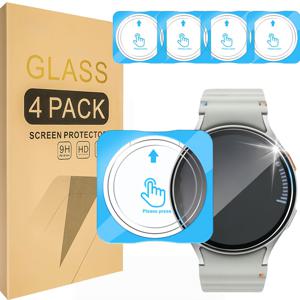 TEMU 4/5/7 40mm/44mm용 강화 유리 액정 보호 필름 4매입, 원터치 설치, 자동 정렬 도구, 9H 경도 스크래치 방지, HD 클리어, 얼룩 및 지문 방지, 기포 없음, 트렌디한 시계 디자인