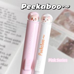 TEMU 2/6개 세트 신상 고양이 푸시 버튼 펜, 0.5mm 검정색 속건성 재미있는 스트레스 해소 귀여운 고양이 펜, 창의적인 학습 사무용 펜, 고양이 애호가, 학교 사무용품, 파티 휴일 선물로 적합