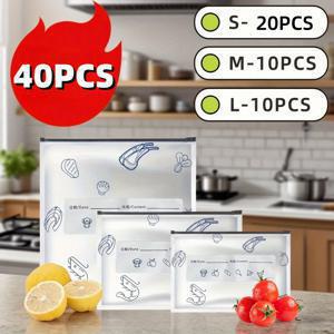 TEMU 재사용 가능한 알루미늄 호일 냉장고 보관백 40개 세트, 3가지 사이즈, 주방 필수품 밀봉백, 음식 분할 및 보관용, 식품 등급 알루미늄 호일 보관백, 냉장고 또는 냉동고에 음식을 정리하고 보존하는 데 완벽, 알루미늄 신선도 유지 백 - 가정용 냉장고와 냉동고용 밀폐형 냄새 방지 백, 견과류, 곡물, 스낵, 고기 등에 적합한 라벨 포함